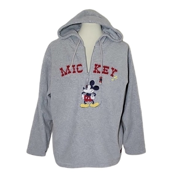 Mickey Mouse Hoodie Sweater Women S Gray Fleece Pull Over Sweatshirt - Picture 1 of 10